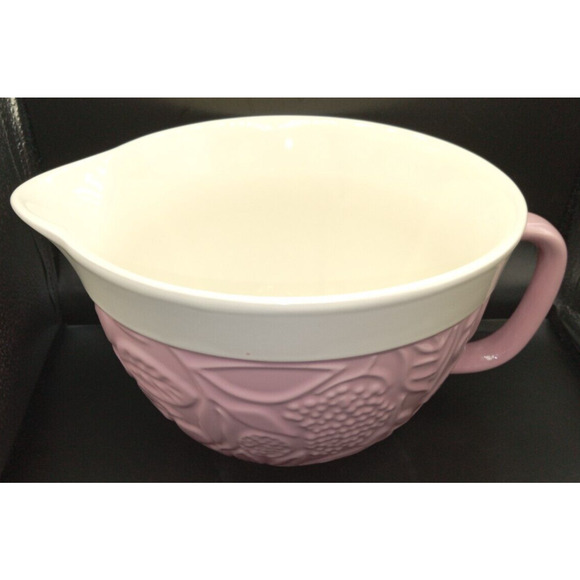 The Bake Shop by Master class Pink & ivory Mixing bowl w handle 8 3/4" x 6" - Picture 2 of 10